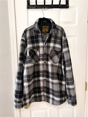 Men's Large Lightweight Plaid Shirt Jacket Anchorage Expedition - Gray/Black